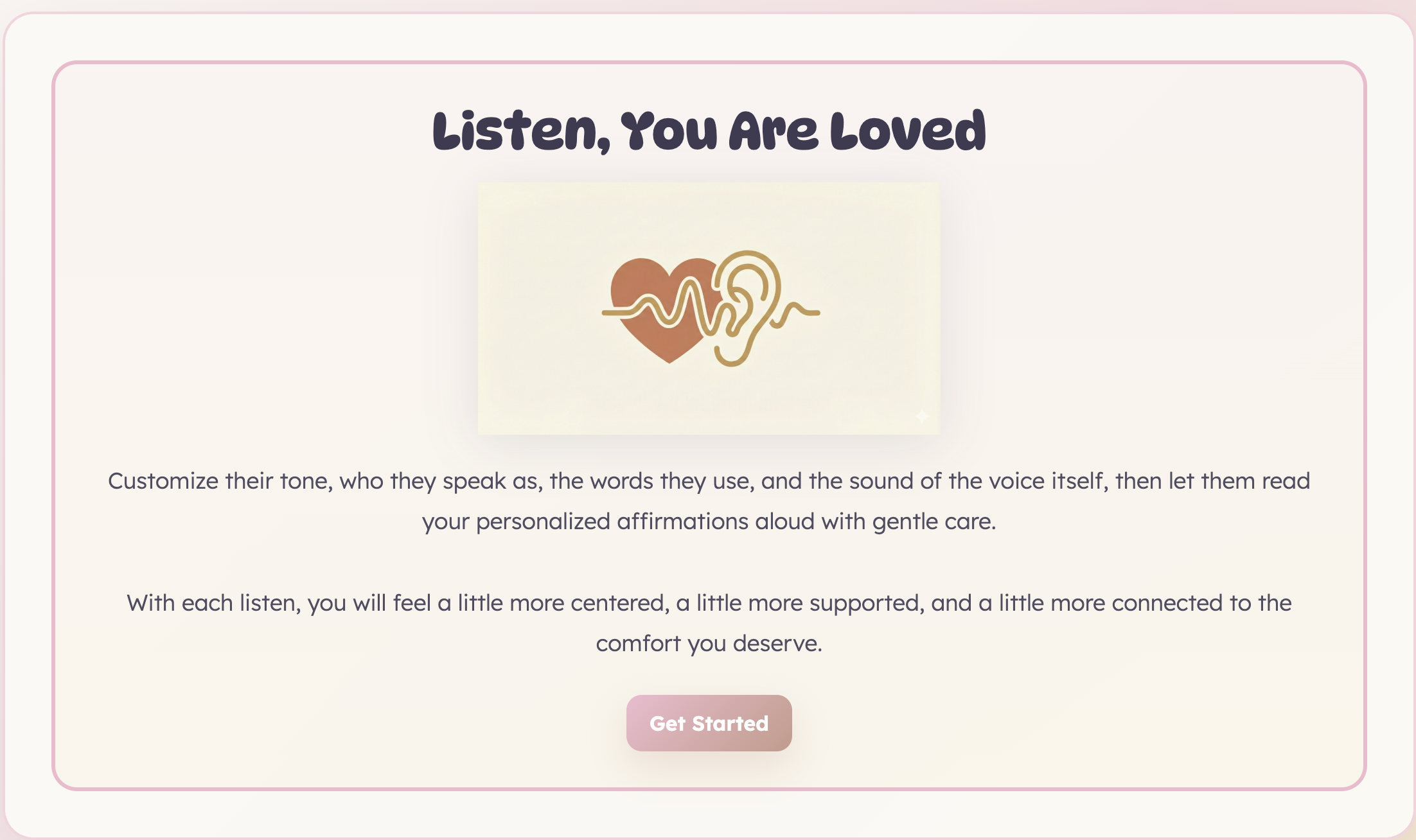 Screenshot of Listen, You Are Loved project